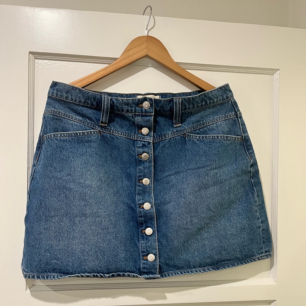 Madewell Blue Denim Button-Front A-Line Skirt